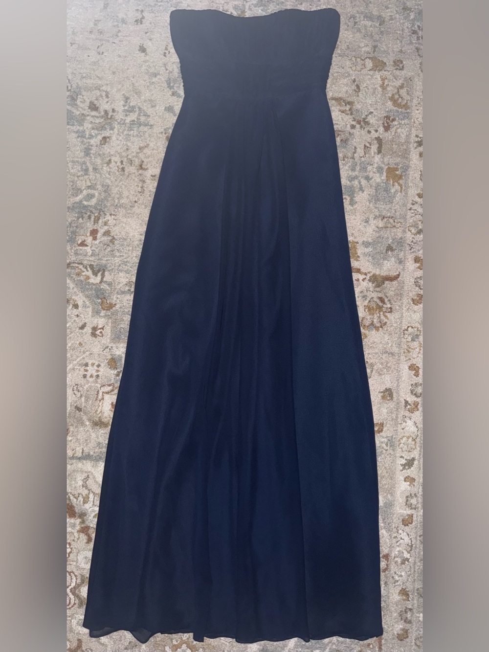 Alfred Angelo Strapless Navy Blue Chiffon Evening Gown